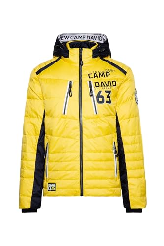 Camp David Herren Steppjacke im Colour Design mit Logo Artworks Yellow Sun im Sale