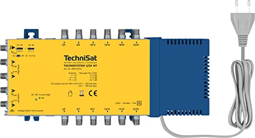 TechniSat TECHNISYSTEM 5/24 NT – Multischalter für 24 Teilnehmer (1 Satellit, ohne Dämpfung im Sat-Bereich, mit Schräglagenentzerrung, 4 Sat-Eingänge, HDTV-/UHD/4K-tauglich)