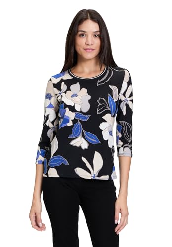 Betty Barclay Damen Basic Shirt mit Print Schwarz/Blau,40 im Sale