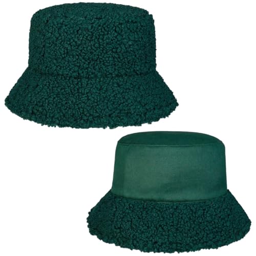 Seeberger Teddy Fur Wendehut Bucket Hat Fischerhut Kunstfellhut Damenhut Stoffhut (One Size - dunkelgrün) im Sale