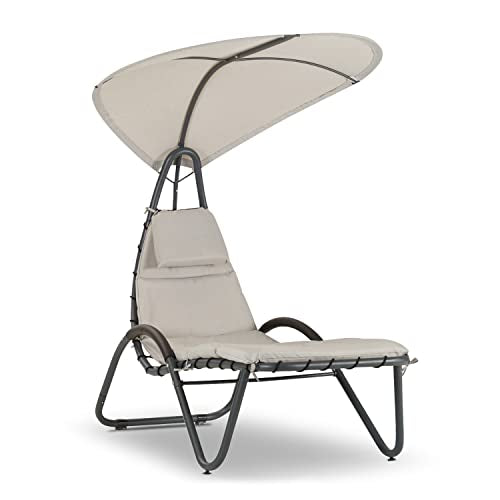 Leco-Outdoor-Sonnenliege – ergonomische Gartenliege mit Sonnendach - wetterfest - Gestell anthrazit im Sale