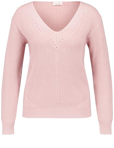 Gerry Weber Damen Pullover mit Ajour-Details breite Rippenbündchen, Langarm unifarben Powder Rose 48 im Sale