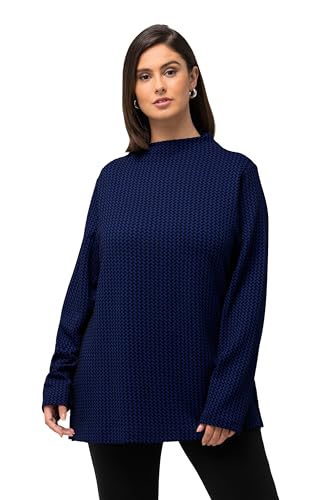 Ulla Popken Damen, Struktur Sweatshirt, Titan blau, 50-52 im Sale