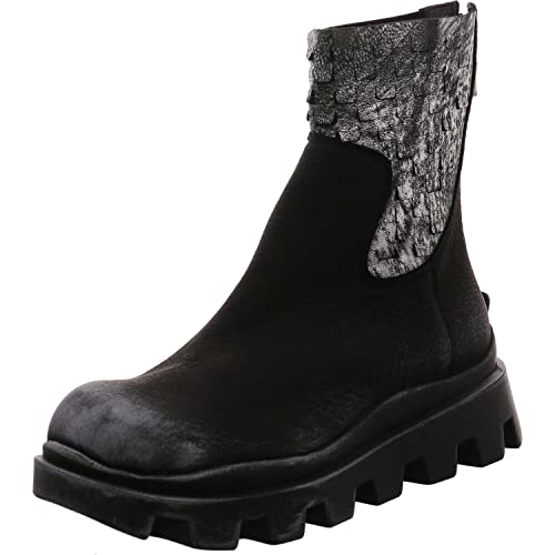 Papucei Damen Boots Mikko Echtleder in Schwarz mit Silber und Reißverschluss. schwarz/Silber Gr. 41 im Sale