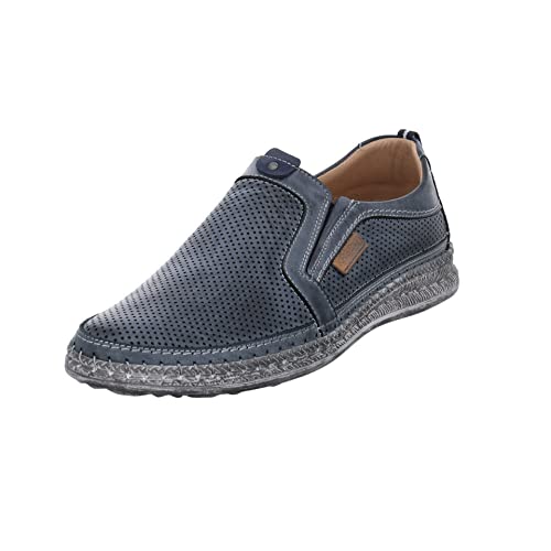 Herren Slipper von Krisbut aus Echtleder in Blau mit Wechselfußbett. blau Gr. 40 im Sale