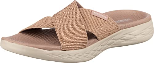 Skechers Damen On-the-go 600 Glistening Sandalen, Rose Gold Textile, 39 EU im Sale