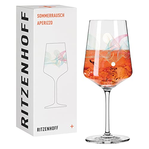 RITZENHOFF 2841013 Aperitifglas 500 ml - Serie Sommerrausch Nr. 13 mit farbenfrohem Spiralen - Made in Germany, Rosa, Gelb, Türkis im Sale