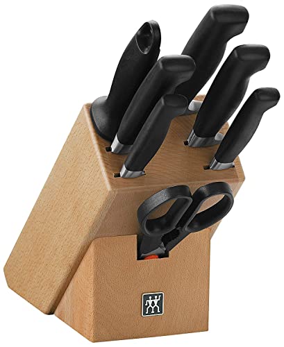 ZWILLING Style Messerblock, 8-teilig, Bambusblock, Messer, Wetzstab und Schere aus rostfreiem Spezialstahl/Kunststoff-Griff, Schwarz, Bois Clair im Sale