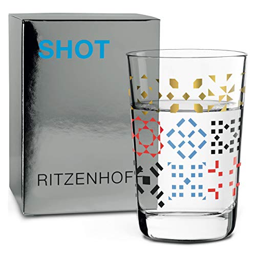 RITZENHOFF Next Shot Schnapsglas von Nuno Ladeiro, aus Kristallglas, ml, Gold, Schwarz, Rot, Blau im Sale