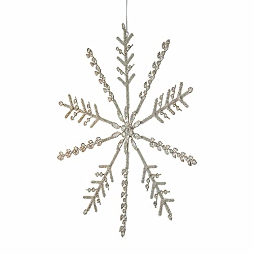 Loberon® Weihnachtsschmuck Hope, Funkelnde Schneeflocke, mit Glasperlen besetzt, Festdekoration, Weihnachtsdekoration, Weihnachten, Eisen, Glas, Silber