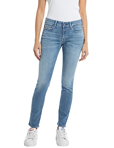 Replay Damen Jeans New Luz Skinny-Fit, Medium Blue 009-1 (Blau), 33W / 32 im Sale