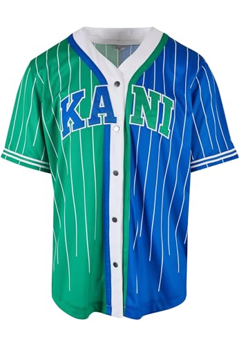 Karl Kani Herren KU223-018-1 Serif Pinstripe Block Baseball Shirt M Blue/Green/White