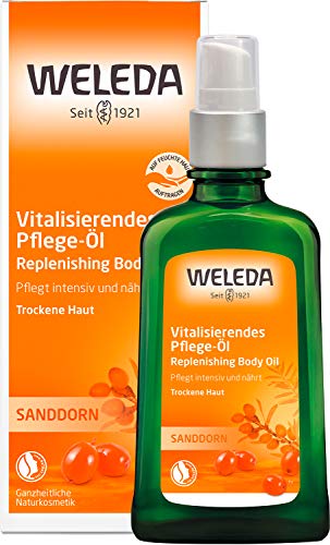 WELEDA Bio Sanddorn Körperöl - ätherisches Naturkosmetik Hautpflege Massageöl / Pflegeöl mit Sesamöl zur intensiven Pflege von trockener Haut mit fruchtigem Mandarine & Grapefruit Duft (vegan, 100ml) im Sale