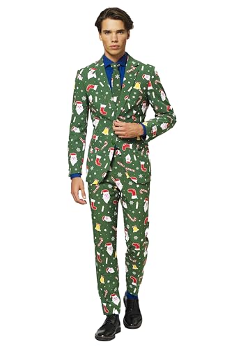 OppoSuits Herren Opposuits Fun Ugly Christmas Suits For Men Santaboss Full Suit: Jacket, Pants & Tie Herrenanzug, Santaboss, 60 EU im Sale