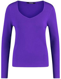 Thumbnail for Taifun Damen Pullover aus geripptem Feinstrick Langarm unifarben Bright Violet 44 im Sale