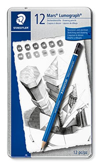 Thumbnail for STAEDTLER Mars 100 G12 Zeichenbleistift Lumograph, Sechskantform, unglaublich bruchfeste Premium-Bleistifte, hohe Qualität, 12 Härtegrade, Metalletui