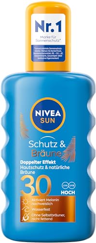 Thumbnail for NIVEA SUN Schutz & Bräune Sonnenspray LSF 30 (200 ml), Sonnencreme mit Pro-Melanin-Extrakt für eine ebenmäßige Bräune, sofortiger Sonnenschutz mit UVA/UVB-Filtersystem