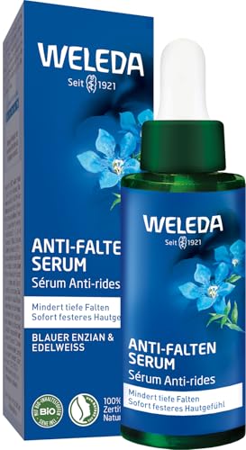 WELEDA Bio Anti Falten Serum Blauer Enzian & Edelweiß - Naturkosmetik Natural Anti Aging Gesichtsserum/Gesicht Pflegekonzentrat reduziert tiefe Falten nach 2 Wochen & strafft die Haut (vegan, 30ml) im Sale