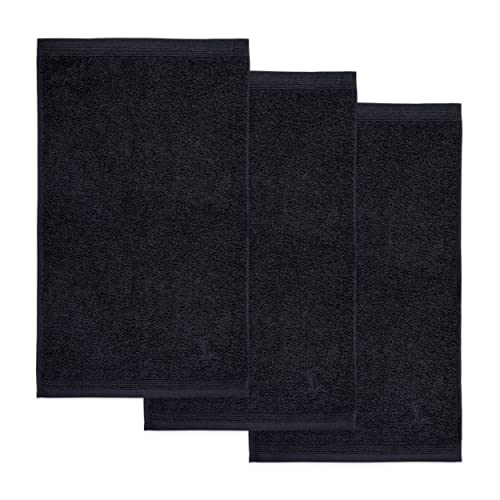 Möve Superwuschel Gästetuch 30 x 50 cm aus 100% Baumwolle, Black 3er Set