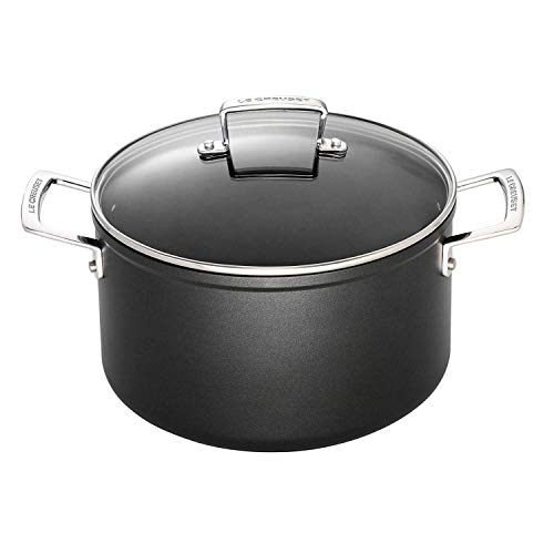 Le Creuset Aluminium-Antihaft Fleischtopf mit Glasdeckel, Ø 24 cm, Für alle Herdarten inkl. Induktion geeignet, Anthrazit/Silber, 51111240010502 im Sale