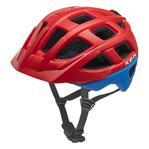 KED Unisex Jugend Kailu Fahrradhelm, Fiery red Blue matt, S (49-53cm)