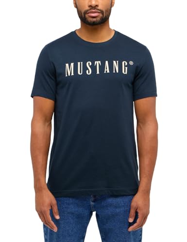 MUSTANG Herren T-Shirt Austin - Regular Fit S-3XL Weiss Schwarz Gün Beige Rot Grau Baumwolle, Größe:XL, Farbe:Carbon 4135 im Sale