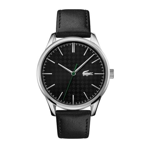 Lacoste Analog Quarzuhr für Herren mit Schwarzes Lederarmband - 2011047 im Sale