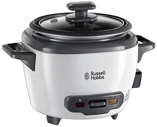 Russell Hobbs Reiskocher mini [small] 0,4l (Warmhaltefunktion, antihaftbeschichteter Gartopf, Reislöffel & Messbecher, ideal auch für Quinoa & Couscous, Reiswärmer) 27020-56, ‎Weiß/Schwarz im Sale