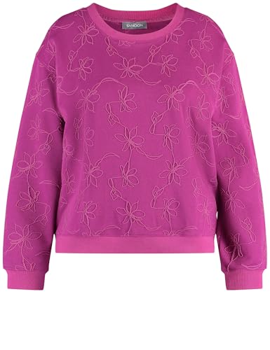 Samoon Damen Sweatshirt mit Kordelapplikation Langarm, Ärmelbündchen unifarben Amazing Pink Gemustert 50 im Sale