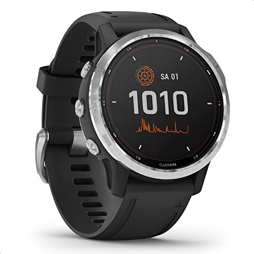 Garmin fenix 6S – schlanke GPS-Multisport-Smartwatch mit Solar-Ladefunktion für bis zu 10 Tage Akku. 1,2“ Display für schmale Handgelenke, mit vorinstallierten Sport-Apps, Silber/Schwarz