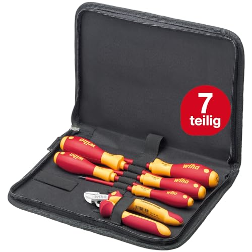 Wiha Werkzeug Set Elektriker 7-teilig I Schraubendreher Set + Seitenschneider in Werkzeugmappe I Grundausstattung in kompakter Werkzeugtasche (33969) im Sale