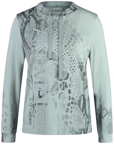 Gerry Weber Damen Langarmshirt mit Lurex-Details Langarm Animal-Print Mint/Snake Panneaux 48 im Sale