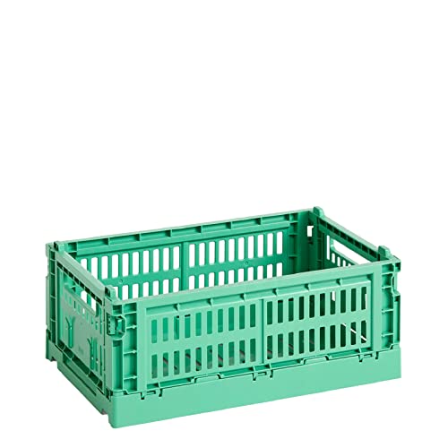 Hay Transportbox Colour Crate aus recyceltem Polypropylen in der Farbe Dark mint im Sale