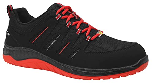 ELTEN Sicherheitsschuhe MADDOX black-red Low ESD S3, Herren, Textil, Stahlkappe, leicht, sportlich, Schwarz/Rot, im Sale