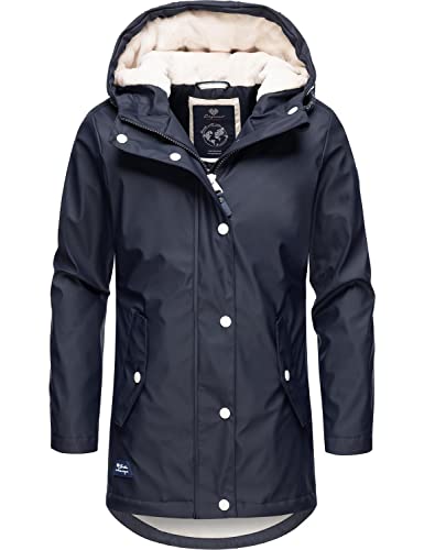 Ragwear Kinder Mädchen Wintermantel Regenjacke wasserdicht gefüttert mit Kapuze Marjanka Navy Gr. 140 im Sale