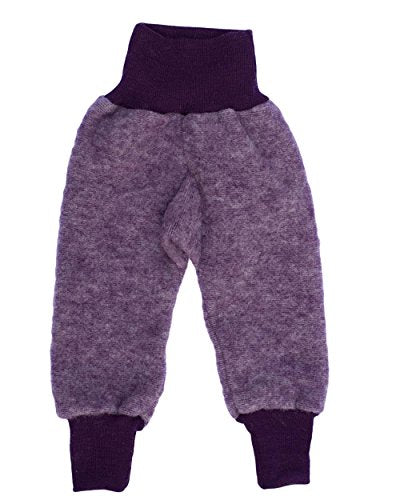 Cosilana Baby Hose mit Bund aus weichem Wollfleece, 60% Schurwolle kbT, 40% Baumwolle (KBA) (98/104, Lila-Melange) im Sale