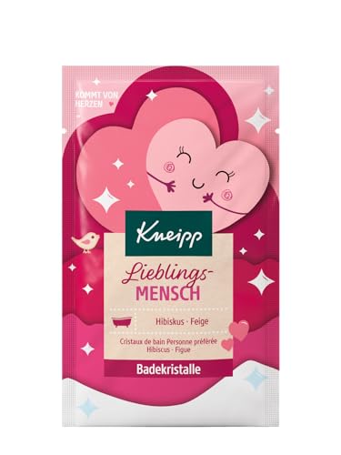 Kneipp Badekristalle Lieblingsmensch, Sachet mit naturreinem Tiefensalz und mit hochwertigem Hibiskus- und Feigenextrakt, fruchtig-floraler Duft, 60g im Sale