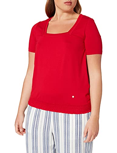 Gina Laura Damen, Carreeausschnitt, Riegel Spitze Shirt, Mahagoni, im Sale