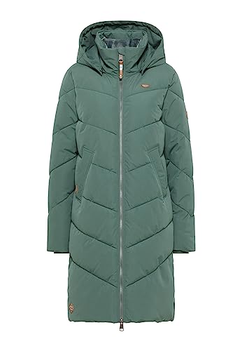 Ragwear REBELKA Damen Frauen Mantel,Parka,Steppmantel,lange Jacke,Stehkragen,wasserdicht,Grün, im Sale