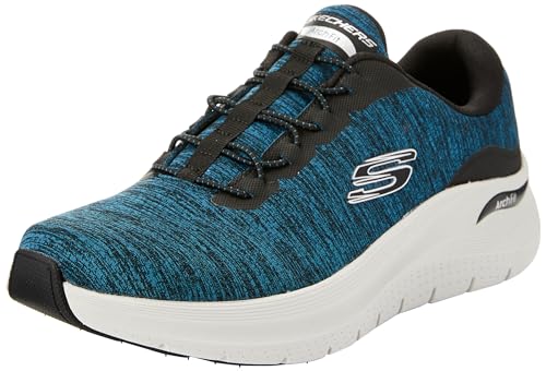 Skechers Herren Arch Fit 2.0 Oberhand Slip-On, Blaugrünes Netzgewebe, schwarzer Rand, 39 EU im Sale