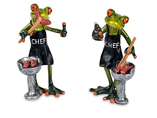 formano 2er Set lustige Frösche Figur Grillmeister Frosch frog Poly 17 cm