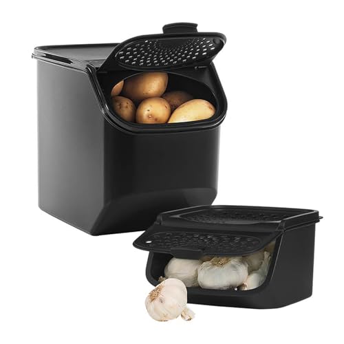 Tupperware PotatoSmart 8,3L & GarlicSmart 2,3L - Innovativer Kartoffel- & Knoblauchbehälter mit optimaler Luftzirkulation - Stapelbares Design - spülmaschinenfest - SET im Sale