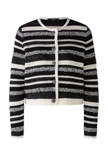 Oui Damen Strickjacke Baumwollmischung mit Glanzgarn schmal geschnitten Sonstige Freizeit Rundhals sonstige Baumwollmischung im Sale