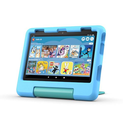 Amazon Fire HD 8 Kids-Tablet (Neueste Generation), für Kinder von 3-7 J. | 3 GB RAM, werbefreie Inhalte, integrierte Kindersicherung, 13 Std. Akkulaufzeit, 32 GB, blau (2024) im Sale