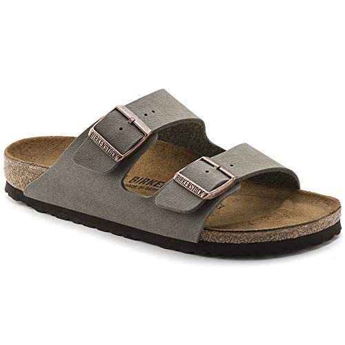 Birkenstock Unisex ARIZONA Birko-Flor Nubukleder Weit Pantoletten, Grau (Stone), 43 EU im Sale