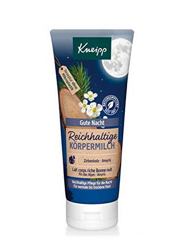 Kneipp Reichhaltige Körpermilch Gute Nacht - mit Sheabutter & ätherischen Ölen aus Zirbenholz & Amyris für einen erholsamen Schlaf - für normale bis trockene Haut - Entspannung pur - 200ml im Sale