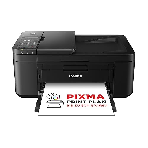 PIXMA TR4750i 3-in-1 Abonnement Drucker für das Homeoffice, Kopierer, Scanner – automatischer beidseitiger Druck, 20-Blatt-ADF, Fotodruck – mit PIXMA Print Plan kompatibel – WLAN (Schwarz)