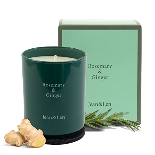 Jean & Len Kerze Premium Rosemary & Ginger, für gemütliche Abende Zuhause, Handgemachte Duftkerze mit würzig-frischem Rosmarin & Ingwer Duft, Kerze im stylishen Glas, vegan, 230 g im Sale