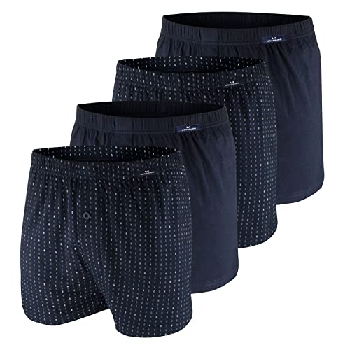 Götzburg Weite Herren Boxershorts im 4er Pack (Navy Gemustert, M) im Sale