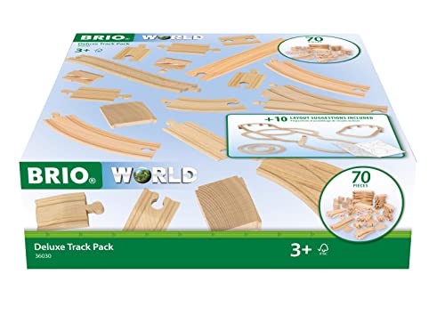 BRIO World 36030 Schienensortiment Deluxe - 70-teiliges Set mit Schienen, Weichen und Brückenpfeilern für kreatives Eisenbahnspiel - Inklusive Flyer mit Streckenoptionen im Sale